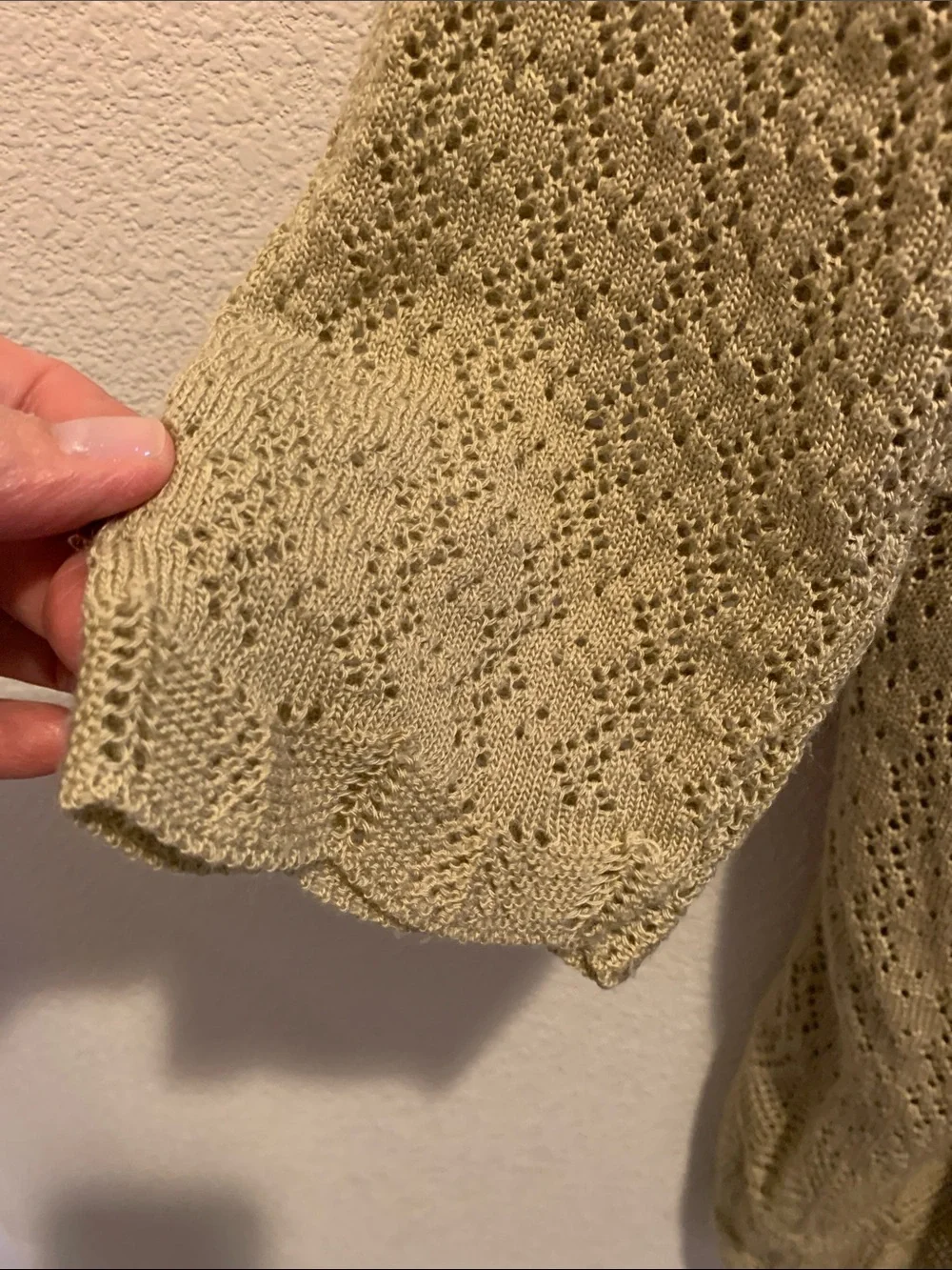 American Rag Open Front Knit (crochet-style)Women's Cardigan Empire Waist Tan XL